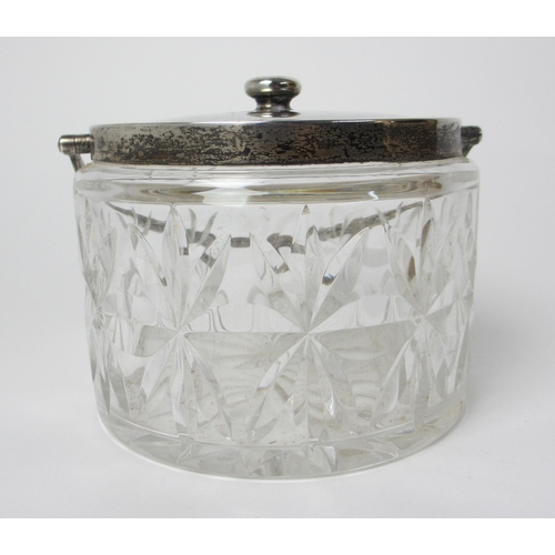 189 - A silver topped cut glass biscuit barrel