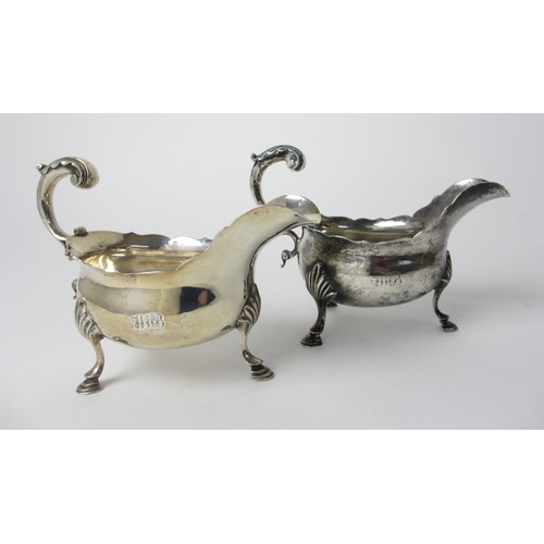 192 - A pair of 18th Century silver sauceboats