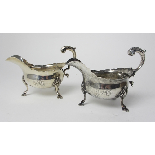 192 - A pair of 18th Century silver sauceboats