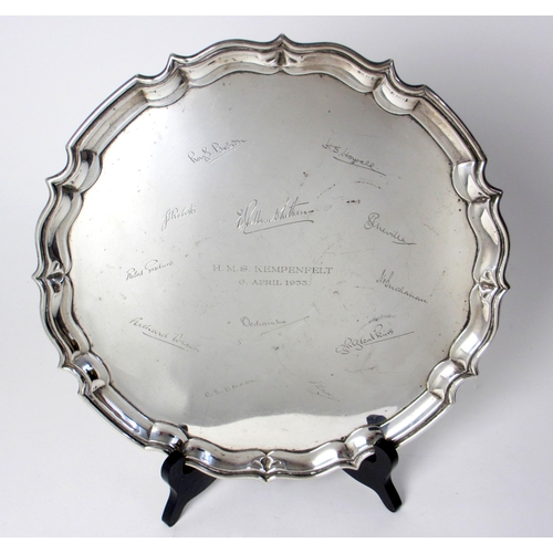 196 - A silver presentation salver