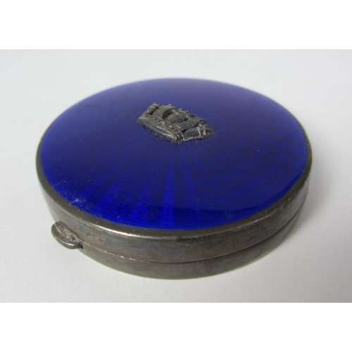 203 - A silver and enamel topped cut glass talcum jar