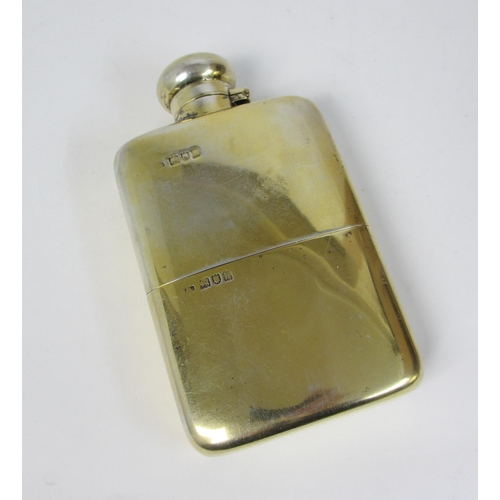 206 - A silver gilt spirit flask