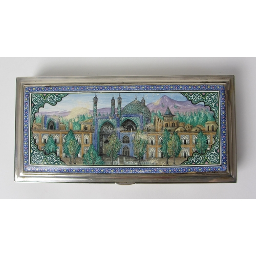 208 - A Persian silver and enamel box