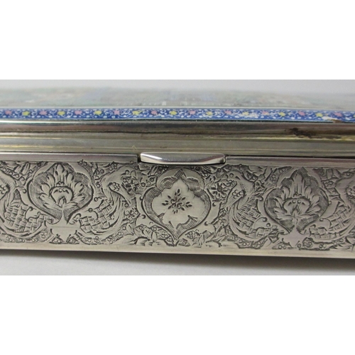 208 - A Persian silver and enamel box