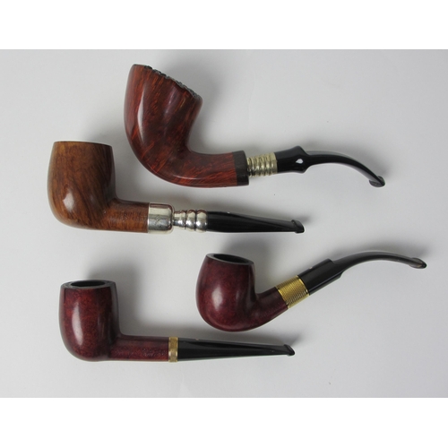 211 - A Dunhill Briar shell pipe with 18ct gold and diamond set band