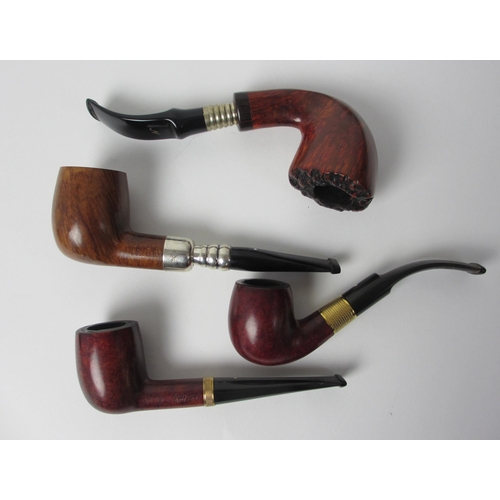 211 - A Dunhill Briar shell pipe with 18ct gold and diamond set band