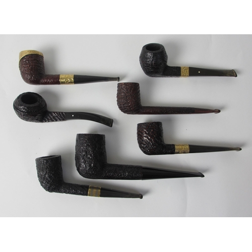 211 - A Dunhill Briar shell pipe with 18ct gold and diamond set band