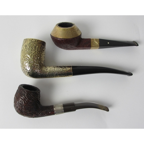 211 - A Dunhill Briar shell pipe with 18ct gold and diamond set band