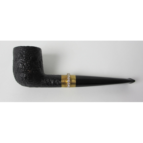 211 - A Dunhill Briar shell pipe with 18ct gold and diamond set band