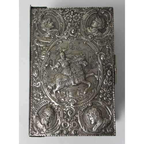 216 - An unmarked Continental silver book cover