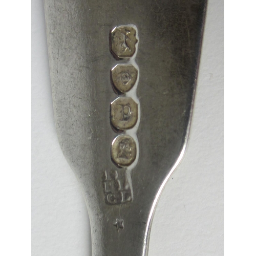 218 - A set of six silver soup spoons