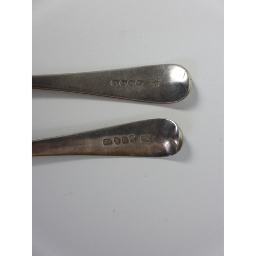 218 - A set of six silver soup spoons