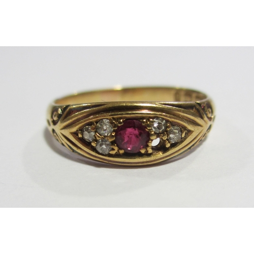 57 - A late Victorian ruby and diamond gypsy style ring