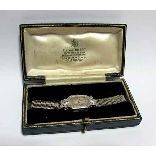 58 - A lady's Art Deco diamond wrist watch