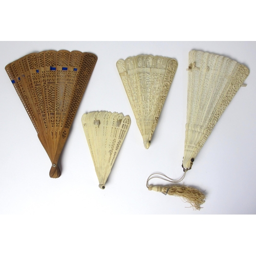 592 - Two Chinese export ivory fans