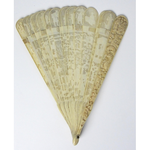 592 - Two Chinese export ivory fans