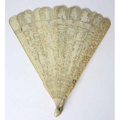 592 - Two Chinese export ivory fans