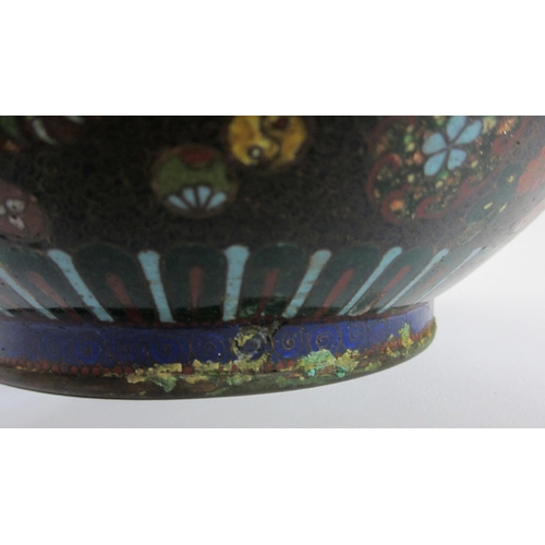 595 - A pair of Japanese cloisonne baluster vases