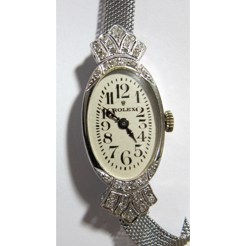 60 - A lady's Art Deco Rolex diamond set wrist watch