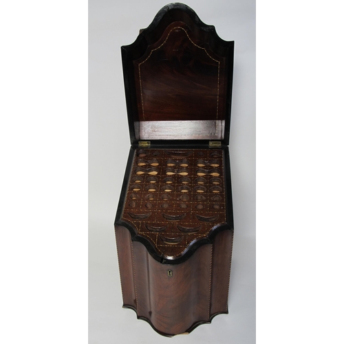 648 - A George III mahogany serpentine knife box