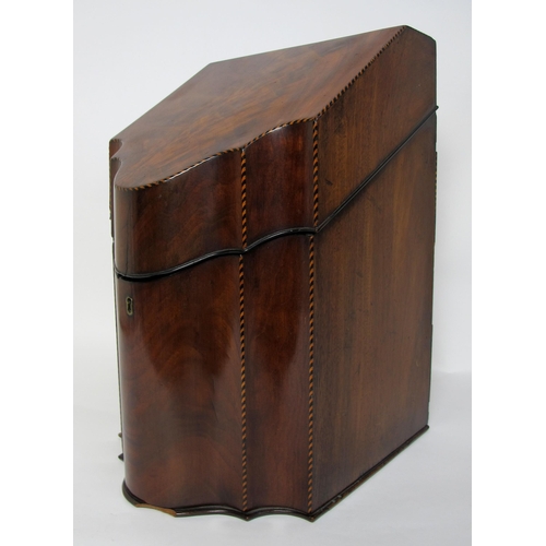 648 - A George III mahogany serpentine knife box