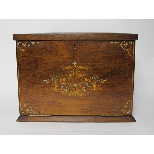 649 - A Victorian rosewood and inlaid stationary box