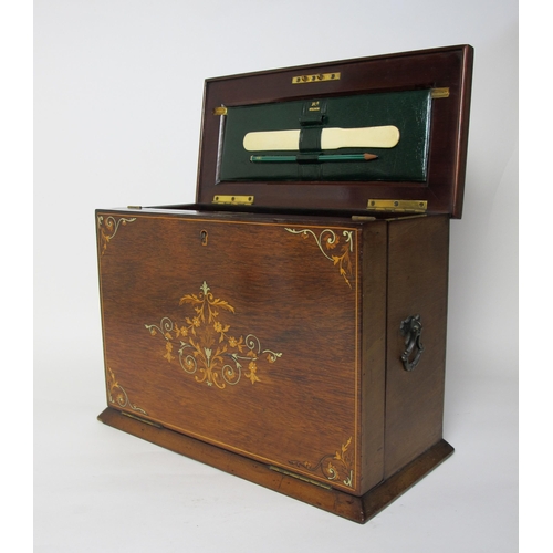 649 - A Victorian rosewood and inlaid stationary box