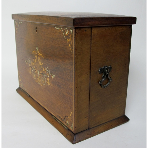 649 - A Victorian rosewood and inlaid stationary box