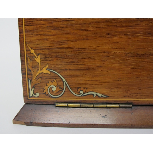 649 - A Victorian rosewood and inlaid stationary box