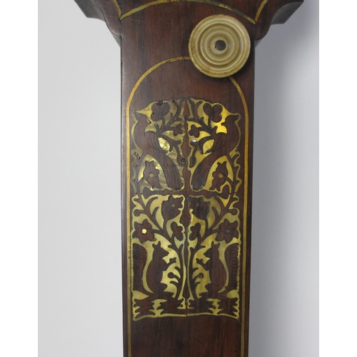 650 - A mahogany stick barometer and thermometer