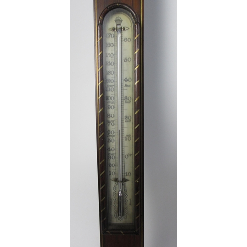 650 - A mahogany stick barometer and thermometer