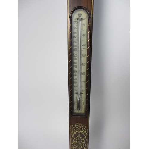 650 - A mahogany stick barometer and thermometer