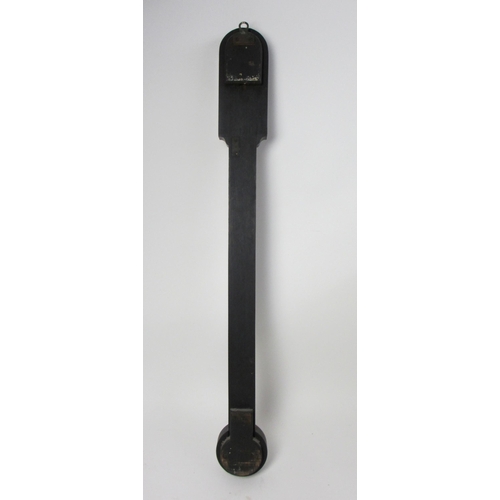 650 - A mahogany stick barometer and thermometer