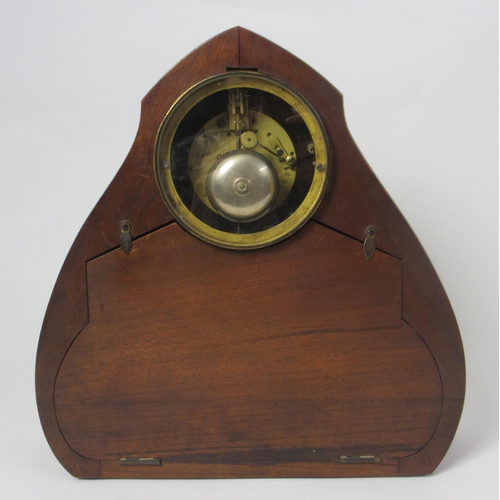 660 - A Continental Art Nouveau mahogany and gilt metal mantle clock