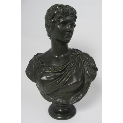 663 - A bronze female bust modelled by Albert Bruce-Joy