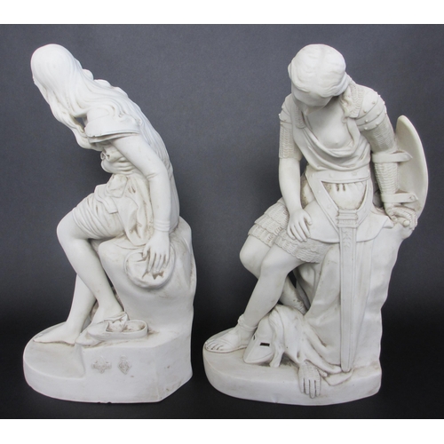 664 - A pair of John Bell Parian Ware figures of Clarinda and Dorothea