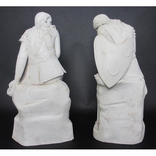 664 - A pair of John Bell Parian Ware figures of Clarinda and Dorothea