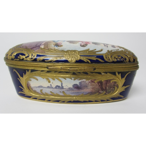 680 - A Sevres pattern oval box and cover