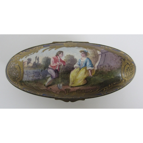 680 - A Sevres pattern oval box and cover