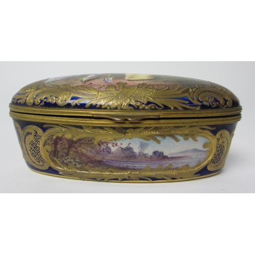 680 - A Sevres pattern oval box and cover