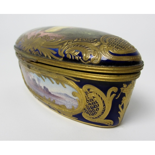 680 - A Sevres pattern oval box and cover