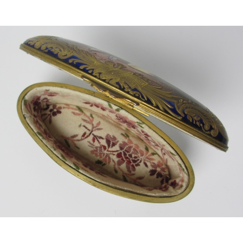 680 - A Sevres pattern oval box and cover