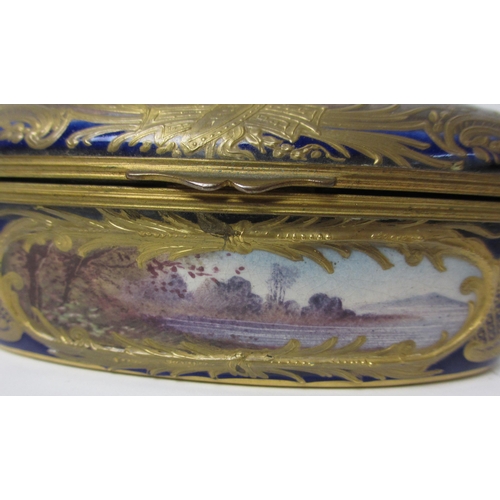 680 - A Sevres pattern oval box and cover