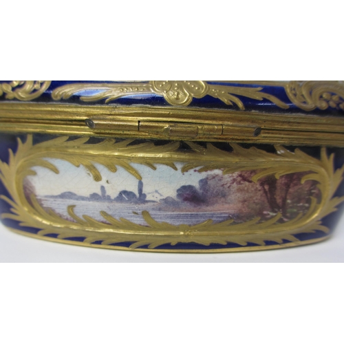 680 - A Sevres pattern oval box and cover