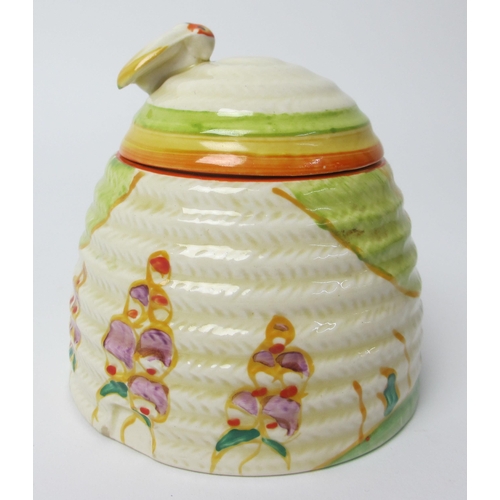 687 - A Clarice Cliff Windbells pattern beehive honey pot