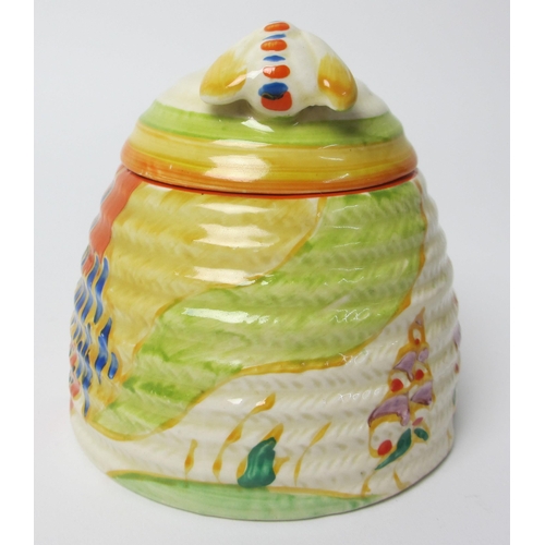 687 - A Clarice Cliff Windbells pattern beehive honey pot