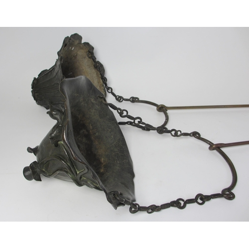 692 - A pair of bronze hanging planters