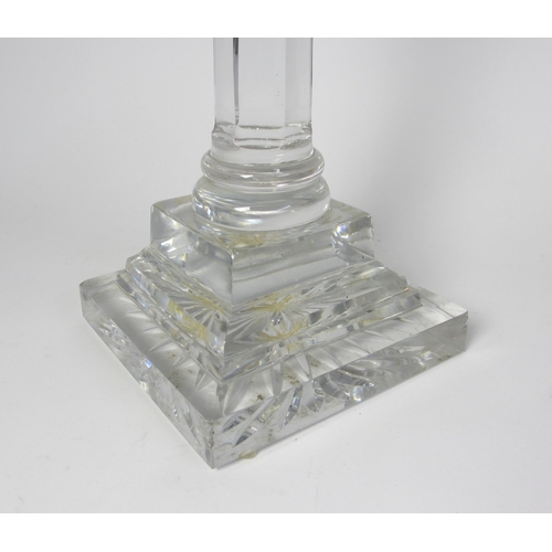 693 - A Victorian cut glass oil lamp