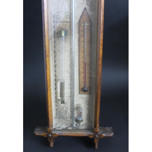 694 - An Admiral Fitzroy oak cased barometer and thermometer