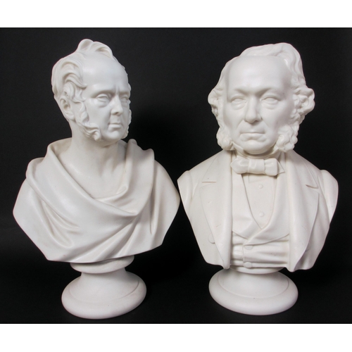 695 - Two Victorian Parian ware busts